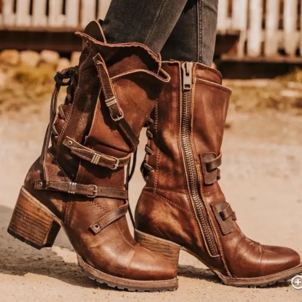 Freebird by Steven Cora Heeled Boots Women Size 10 Zip Up Leather Brown Western - Picture 16 of 16